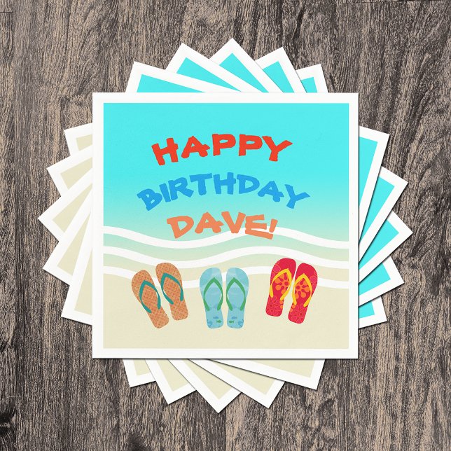Custom Happy Birthday Beach Party Napkins (Creator Uploaded)