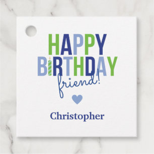 Custom Happy Birthday Blue Green Gift Tags