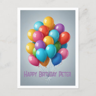custom Happy Birthday bunch balloons party Postcard