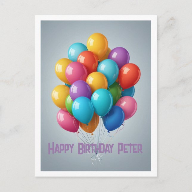 custom Happy Birthday bunch balloons party  Postcard (Front)