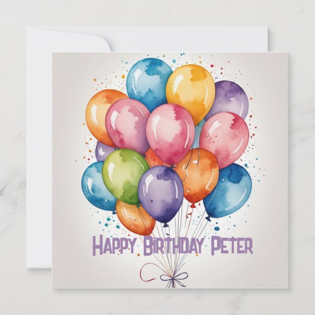 custom Happy Birthday card balloon balloons party  (Front)