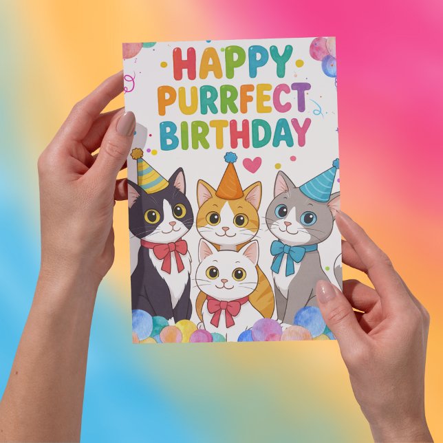 Custom Happy Birthday Card with Cute Cats (Creator Uploaded)