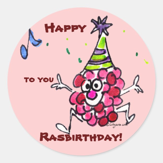 Custom Happy Birthday Cartoon Labels Stickers (Front)
