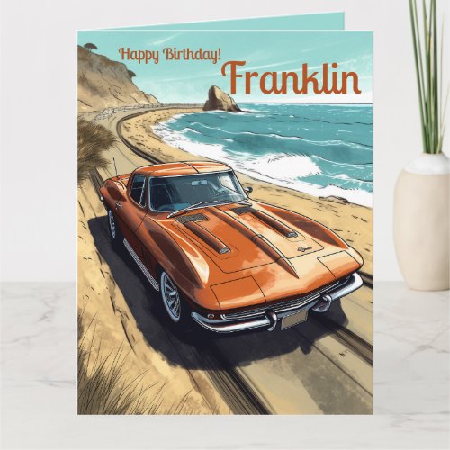 Custom Happy Birthday Classic Car Birthday  Card