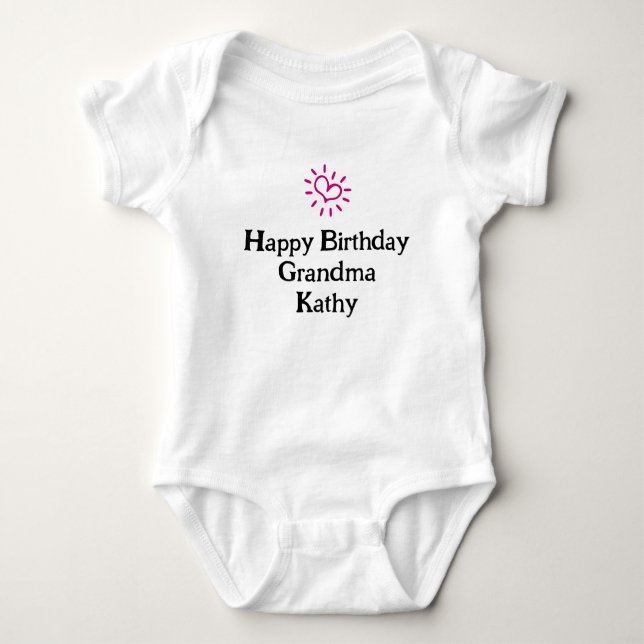 Custom Happy Birthday Grandma, Gift From Baby,  Baby Bodysuit (Front)