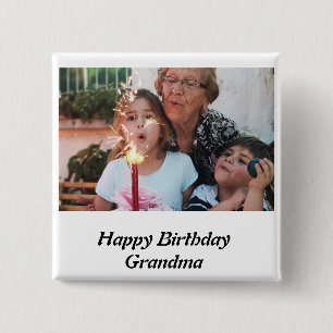 Custom Happy Birthday Grandma Photo Button