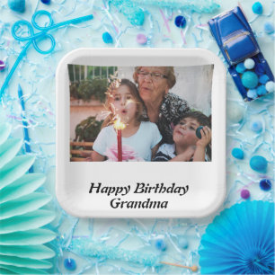 Custom Happy Birthday Grandma Photo  Paper Plates