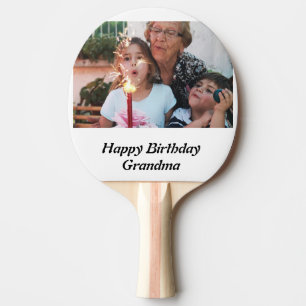 Custom Happy Birthday Grandma Photo Ping Pong Paddle
