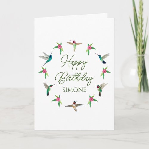 Custom Happy Birthday Hummingbirds  Card