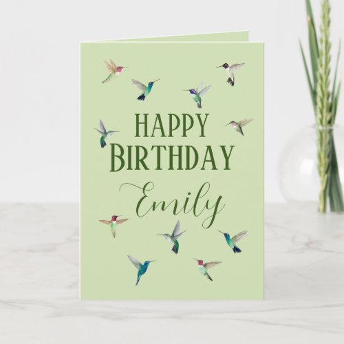 Custom Happy Birthday Hummingbirds  Card