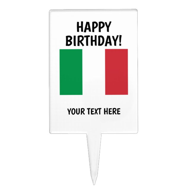 Custom Happy Birthday Italian flag cake topper (Front)
