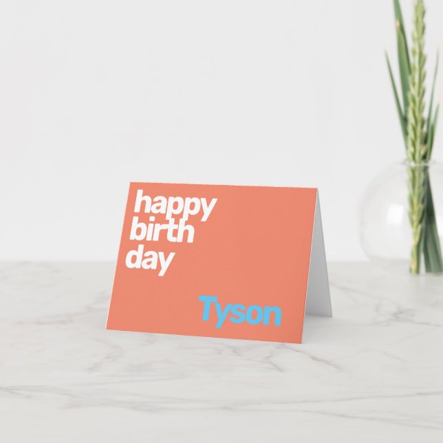 custom happy birthday minimal peach party paper  card (Front)