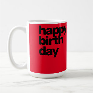 custom Happy Birthday Mug Minimal Modern Red Black