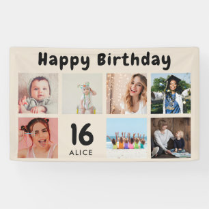 Custom Happy Birthday Party Photo Collage Banner