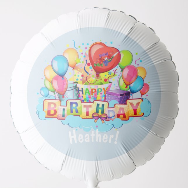Custom Happy Birthday Personalized Blue Balloon (Front)