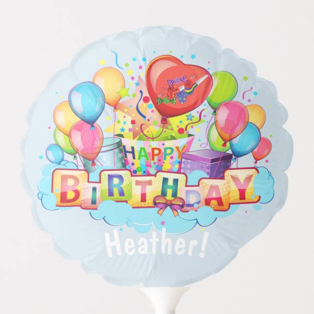Custom Happy Birthday Personalized Blue Balloon (Front)