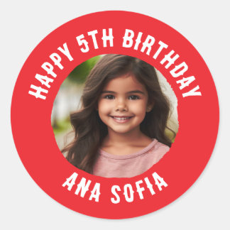 Custom Happy Birthday Personalized Name Any Age Classic Round Sticker