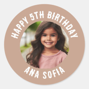 Custom Happy Birthday Personalized Name Any Age Classic Round Sticker