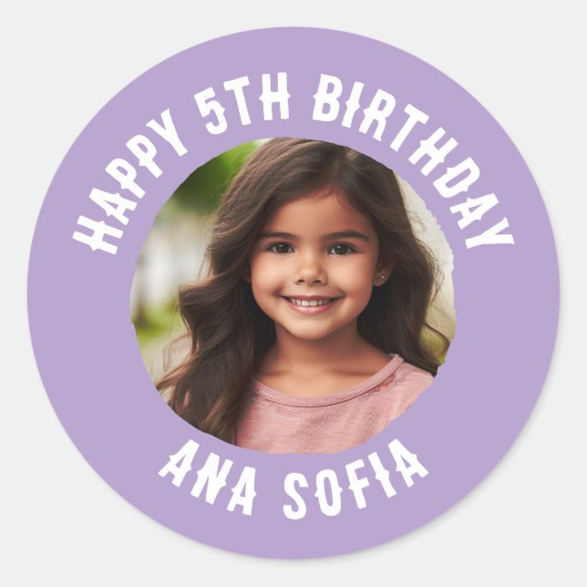 Custom Happy Birthday Personalized Name Any Age Classic Round Sticker (Front)