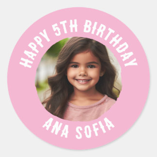 Custom Happy Birthday Personalized Name Any Age Classic Round Sticker