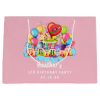 Custom Happy Birthday Personalized Pink Large Gift Bag