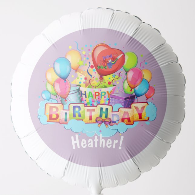 Custom Happy Birthday Personalized Purple Balloon (Front)