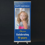 Custom Happy Birthday Photo Age gold Retractable Banner<br><div class="desc">Personalized Happy Birthday Photo Age</div>