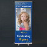 Custom Happy Birthday Photo Age gold Retractable Banner<br><div class="desc">Personalized Happy Birthday Photo Age</div>