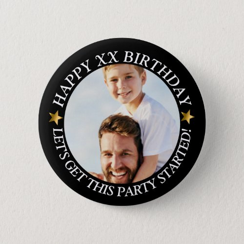  Custom Happy Birthday Photo and Age Name Button