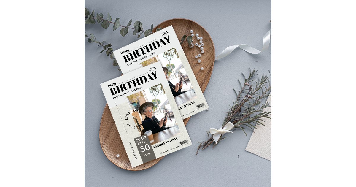 Magazine Card Custom Happy Birthday Photo Magazine Cover Card | Zazzle