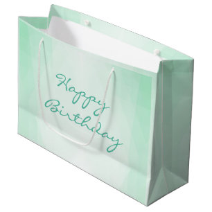 Custom Happy Birthday Text Mint Green Template Large Gift Bag