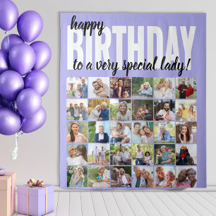 Custom Happy Birthday to .. 30 Photo Collage Lilac Tapestry