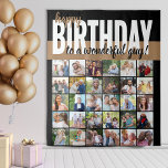 Custom Happy Birthday to .. 30 Photo Collage Tapestry<br><div class="desc">Birthday Photo Backdrop with editable lettering and custom photo collage. Happy Birthday is lettered in modern brush script and bold typography. The template is ready for you to add your pictures in rows, working left to right and will display your photos in square / instagram format. If you want to...</div>