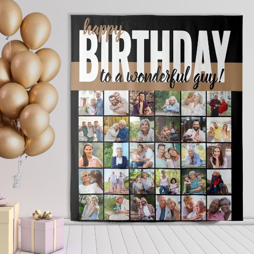 Custom Happy Birthday to  30 Photo Collage Tapestry