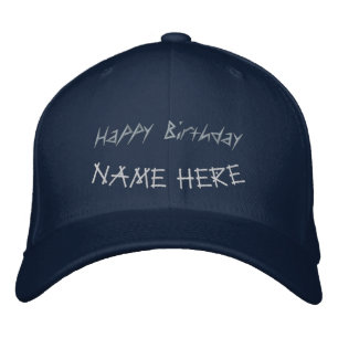 Custom Happy Birthday Wishes - M Initial back side Embroidered Baseball Cap