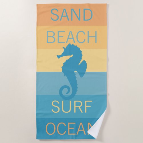 Custom Happy Bright Sunny Summer Stripes Pattern  Beach Towel
