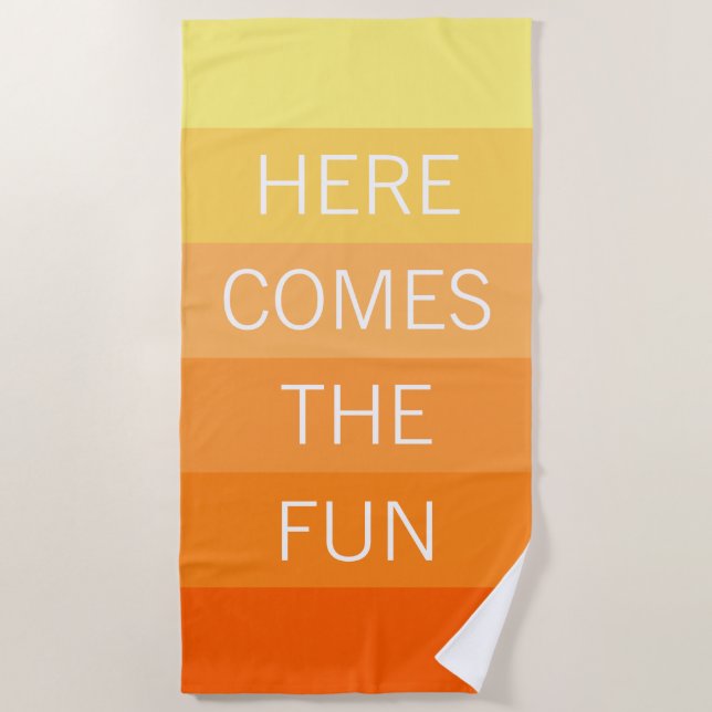 Custom Happy Bright Sunny Summer Stripes Pattern Beach Towel (Front)