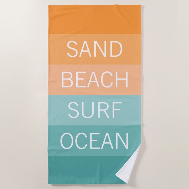 Custom Happy Bright Sunny Summer Stripes Pattern Beach Towel (Front)