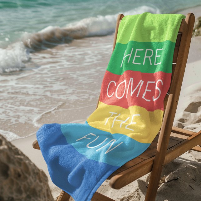 Custom Happy Bright Sunny Summer Stripes Pattern Beach Towel (Creator Uploaded)