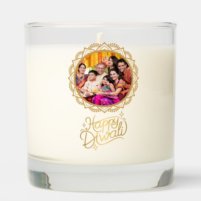Custom Happy Diwali Photo Candle Gift (Front)