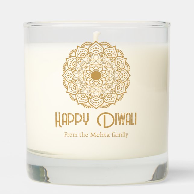 Custom Happy Diwali Photo Candle Gift (Front)
