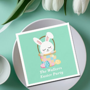 Custom Happy Easter Bunny Party Pastel Green Napkins