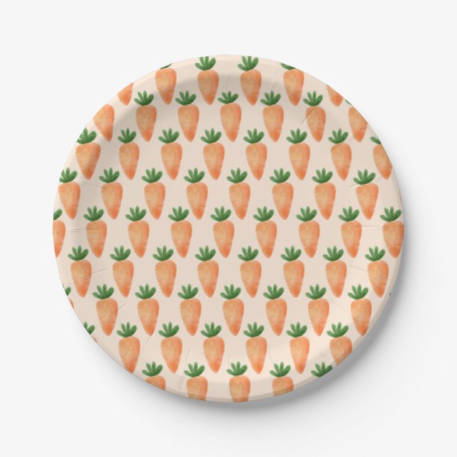 Custom - Happy Easter - Carrots in a row Paper Plates (Front)
