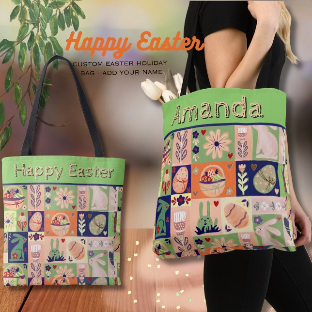 Custom Happy Easter Collage Colorful Tote Bag (Custom Happy Easter Collage Colorful Tote Bag )