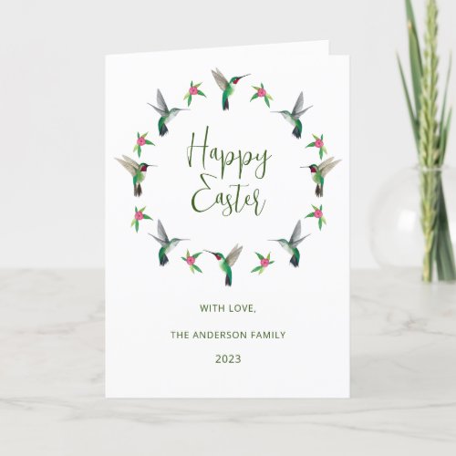 Custom Happy Easter Hummingbirds Holiday Card