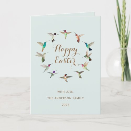 Custom Happy Easter Hummingbirds Holiday Card