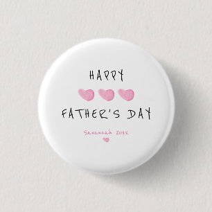 Custom Happy Father's Day Cute Girl Button