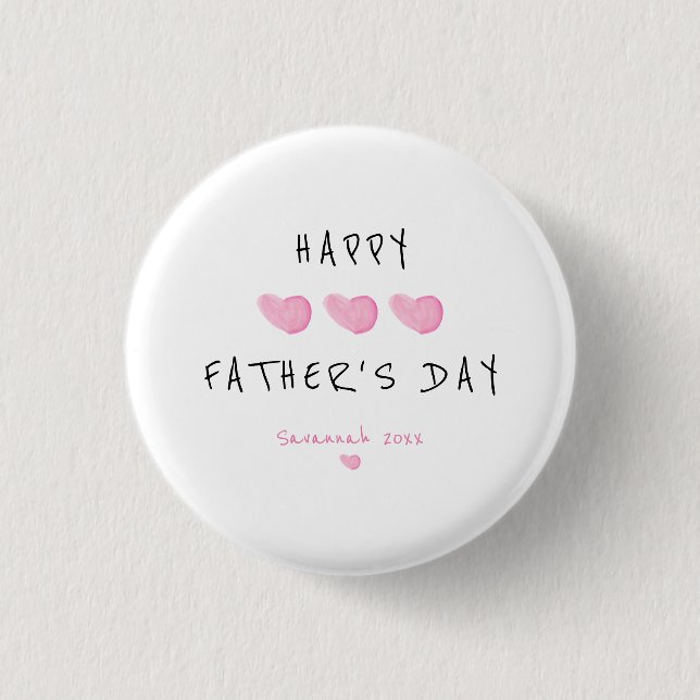Custom Happy Father's Day Cute Girl Button (Front)