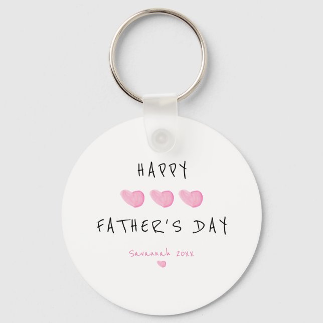 Custom Happy Father's Day Cute Girl Keychain (Front)