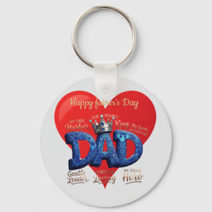 Custom Happy Father's Day Dad Heart Keychain